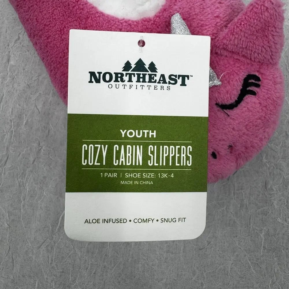 Northeast Outfitters Cozy Cabin Girls' Unicorn Slippers Size Small Hot Pink